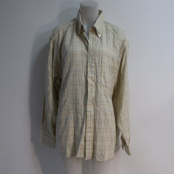 Mens Peter Elliot Beige, Multi Color Plaid Button Down Shirt XL - Picture 1 of 8